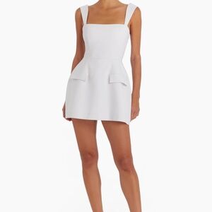 Amanda Uprichard White Square-Neck Romper Dress